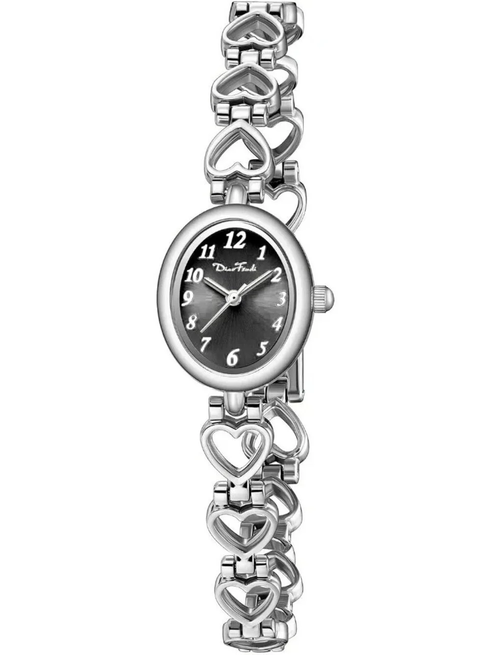 Women's Silver Black Analog Quartz Oval Waterproof Vintage Bracelet Luxury Watch